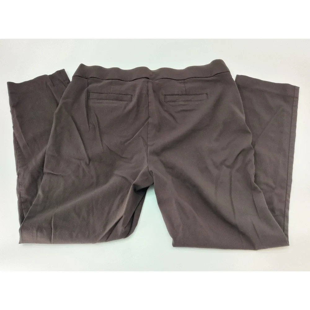 Kim Rogers Curvy Brown Pull On Straight Leg Pants Tummy‎ Control Womens 16W